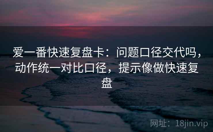 爱一番快速复盘卡：问题口径交代吗，动作统一对比口径，提示像做快速复盘